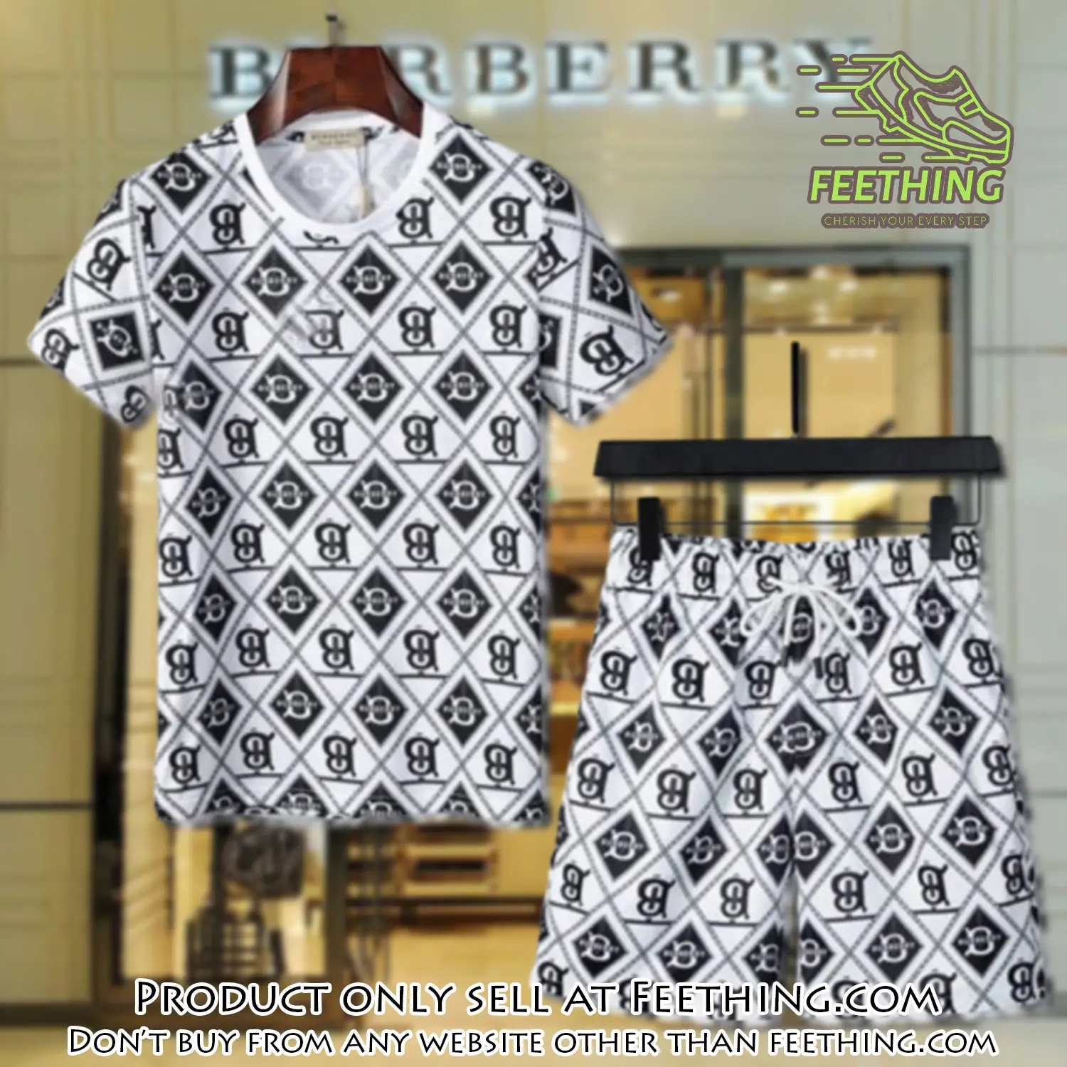Burberry combo unisex tshirt & short limited luxury outfit cts1030 ft4805075